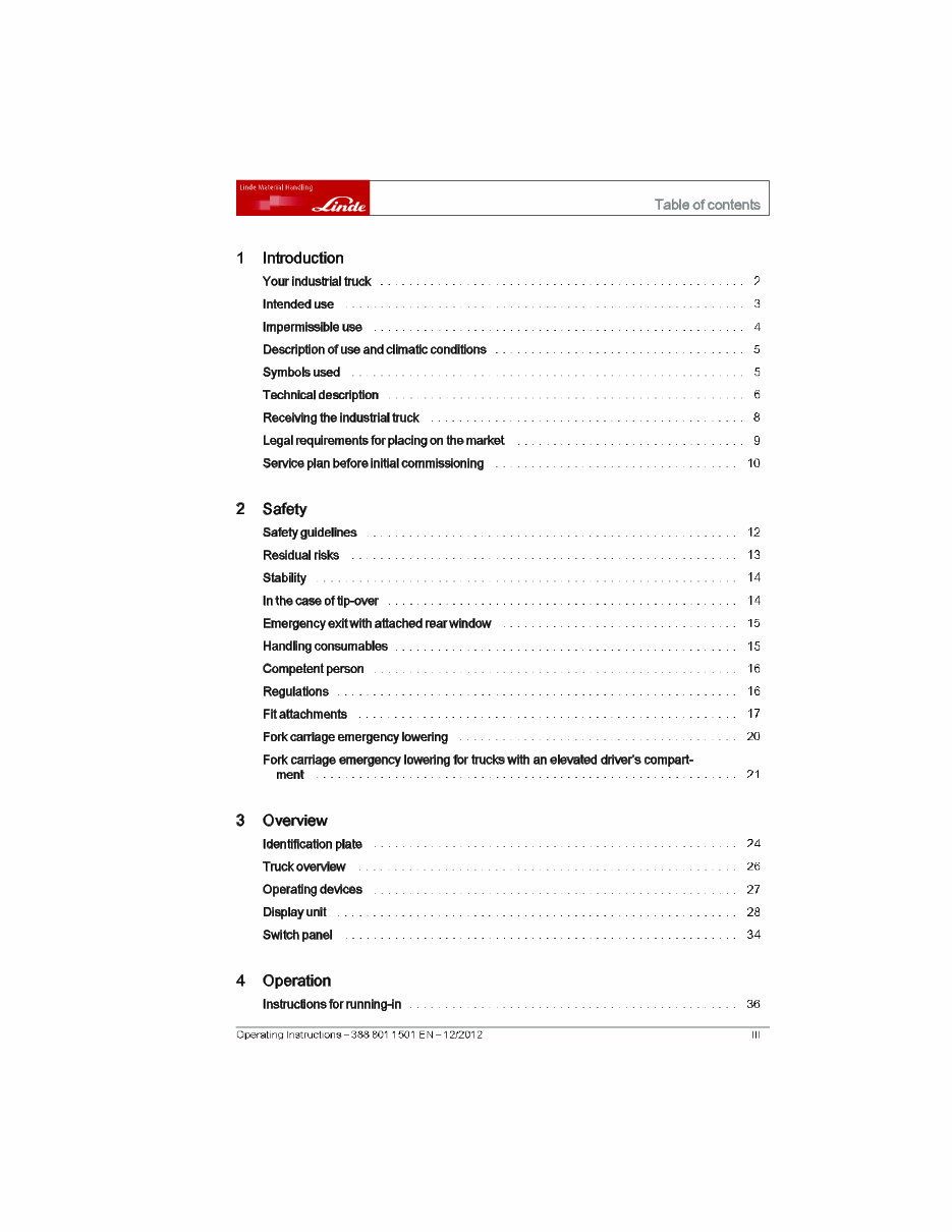 Linde Electric Forklift Truck 388 Series: E35, E40, E45, E50 Operating Manual preview img 5
