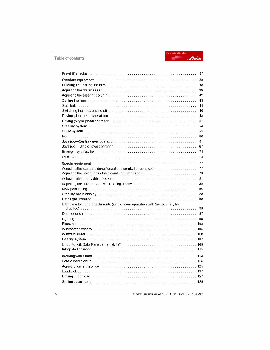 Linde Electric Forklift Truck 388 Series: E35, E40, E45, E50 Operating Manual preview img 6