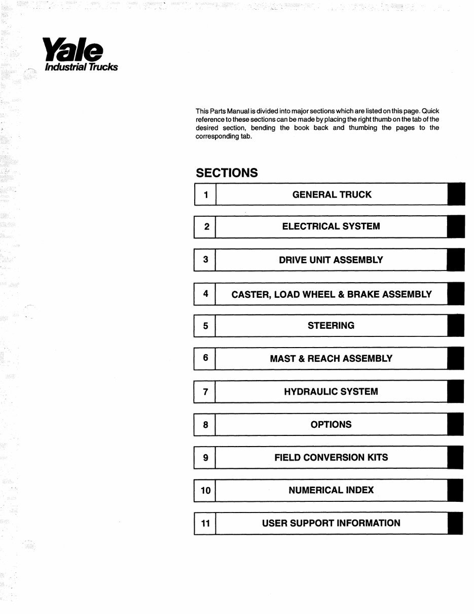 Yale NR 035 / 040 / 045 AC, NDR 030 AC (A815) NS 040 / 050 AD (A816) Lift Truck Parts Manual preview img 9