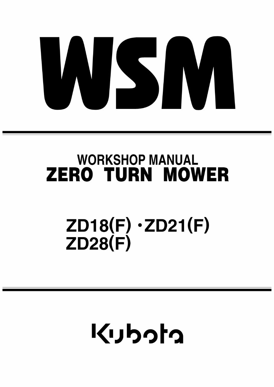 Kubota ZD21 Zero Turn Mower Workshop Repair Service Manual preview img 1