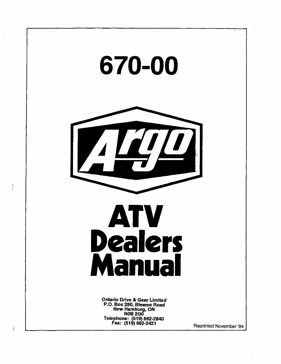 1970-1987 Argo 6x6 8x8 UTV Repair Manual preview img 1