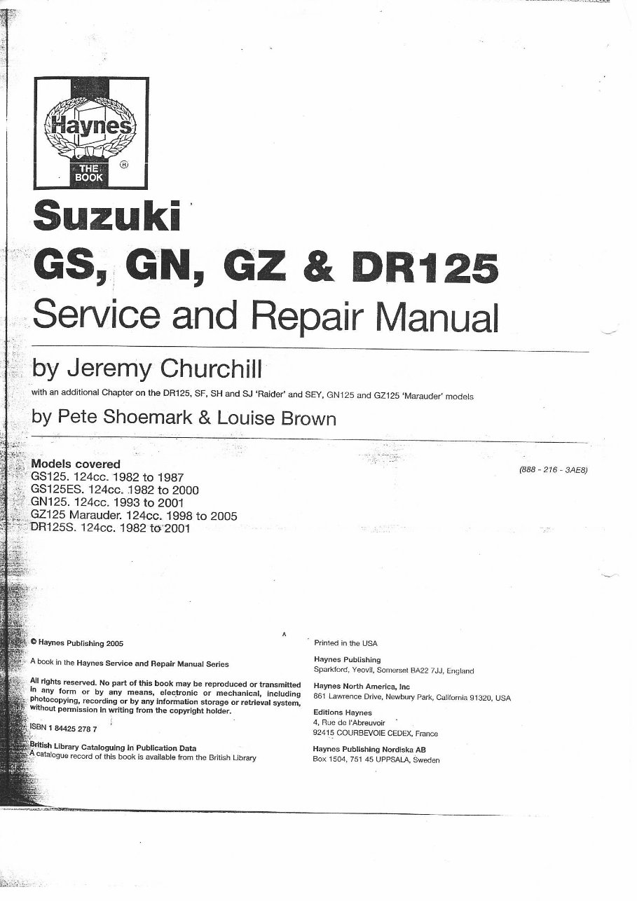 1998-2005 Suzuki GZ125 Marauder Service & Repair Manual preview img 2