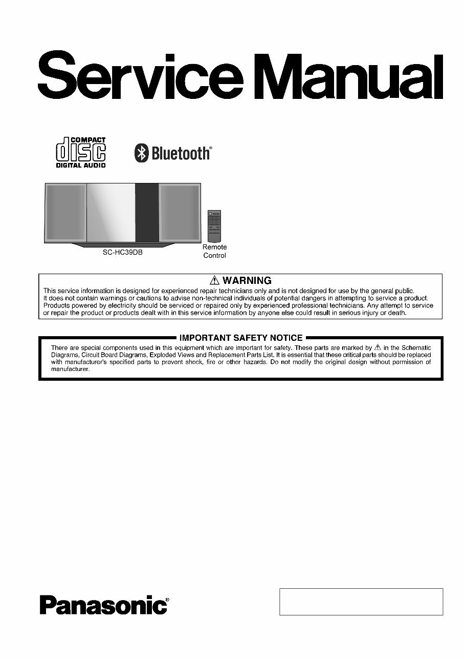 Panasonic SC-HC39DB HC39DBEB Service Manual & Repair Guide preview img 1