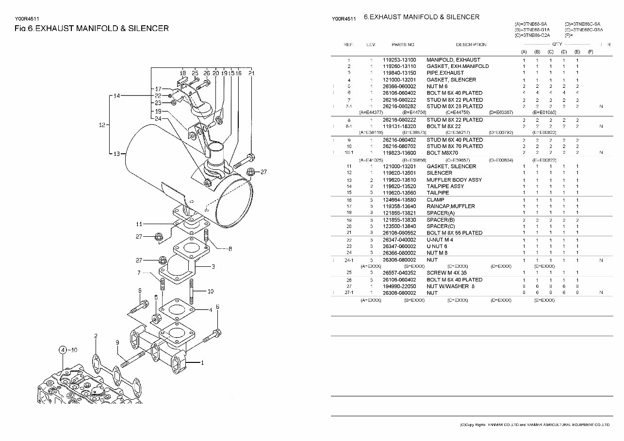 Yanmar 3TNE68 Engine Parts Catalog preview img 1