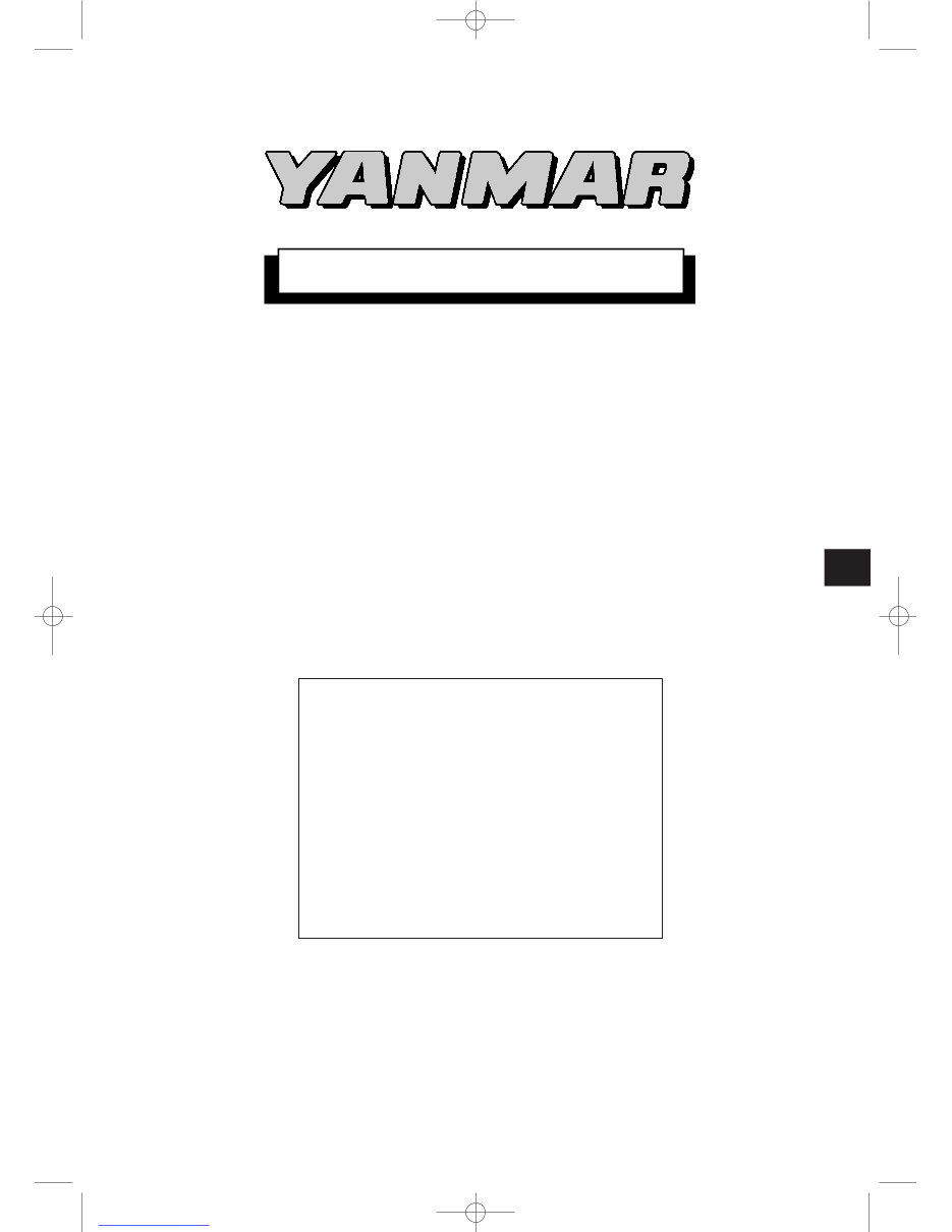 Yanmar Marine Diesel Engine 4JH3-TE, 4JH3-TCE, 4JH3-HTE, 4JH3-DTE Operation Manual preview img 1