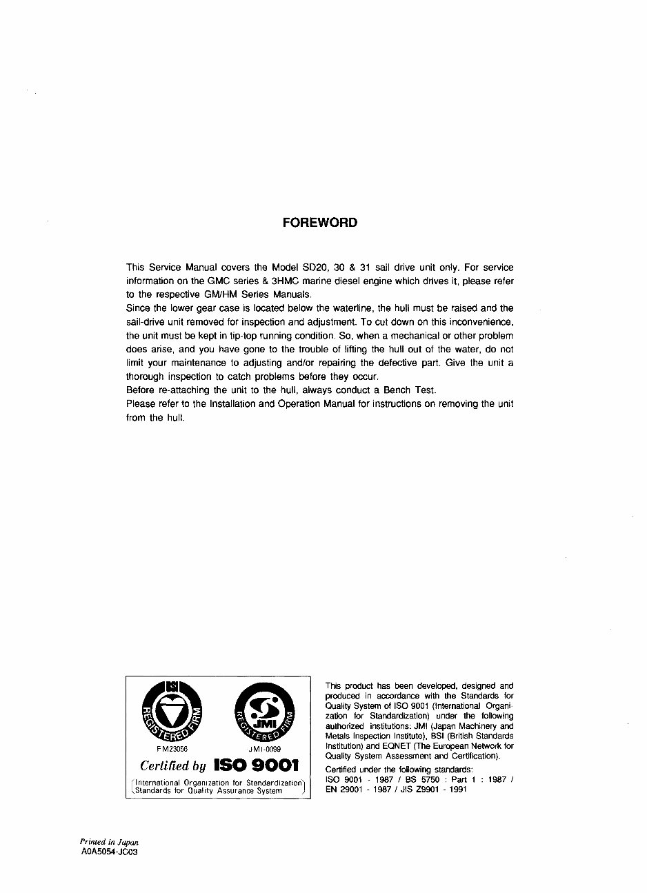 Yanmar SD 20 30 31 SD20 SD30 SD31 Sail Drive Unit Repair Service Manual - IMPROVED - preview img 3