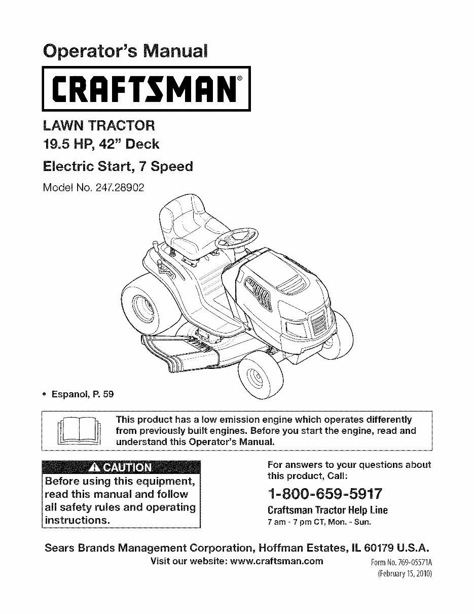 CRAFTSMAN Lawn Tractor 19.5 HP,42Deck Electric Start,7 Speed preview img 1