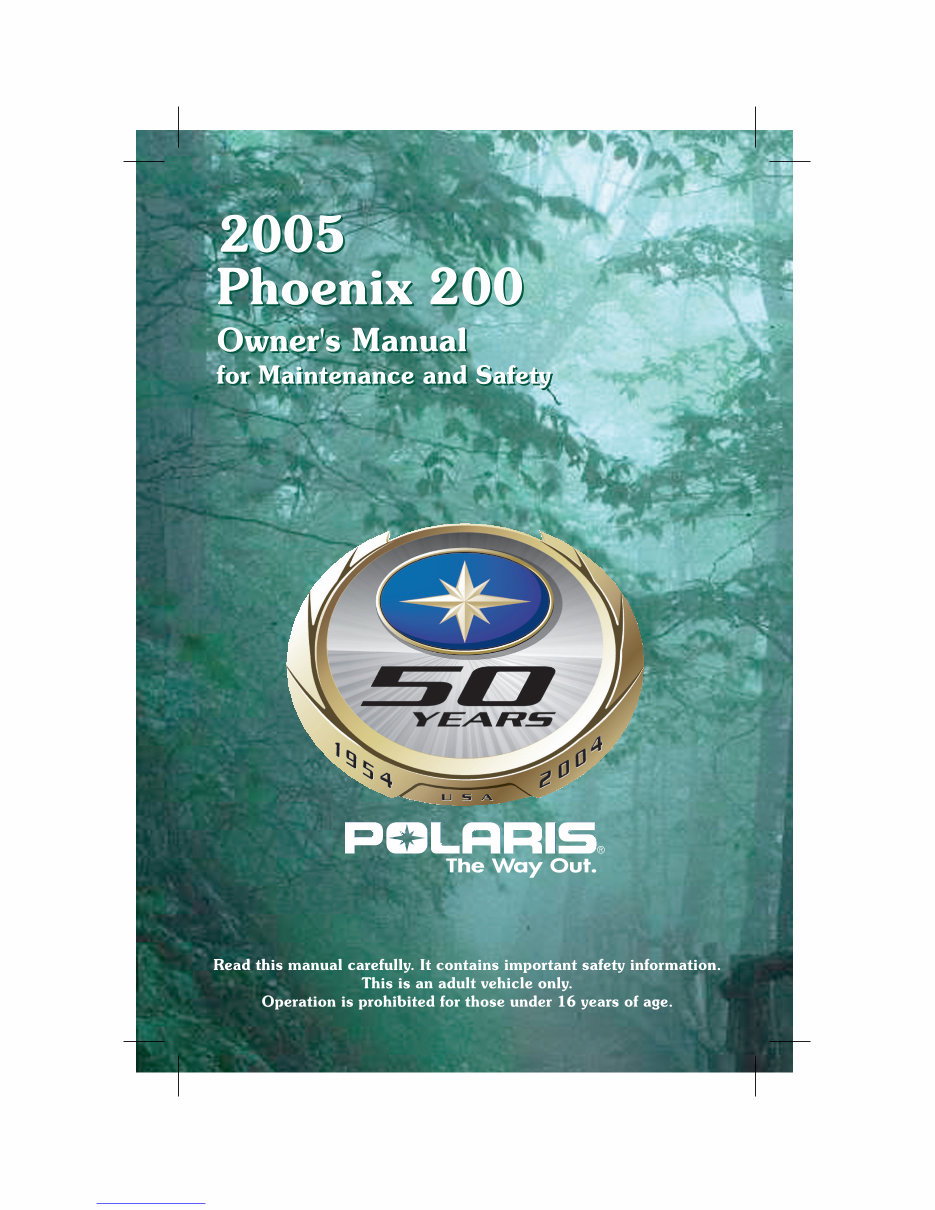 Polaris Phoenix-200 Owners Manual 2005 preview img 1