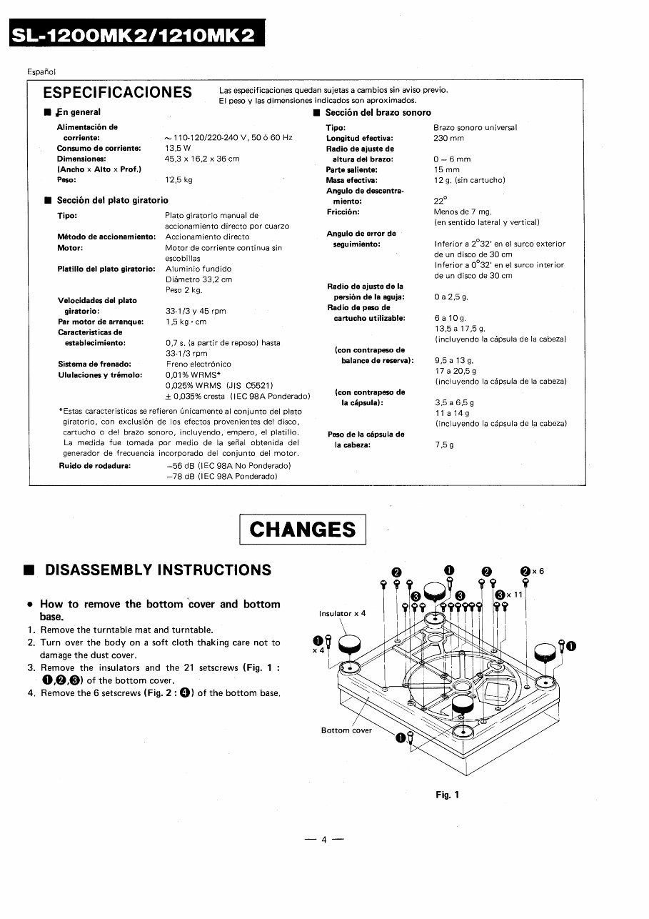 Technics SL-1200 mk2 Turntable , Service Manual & Supplement preview img 5