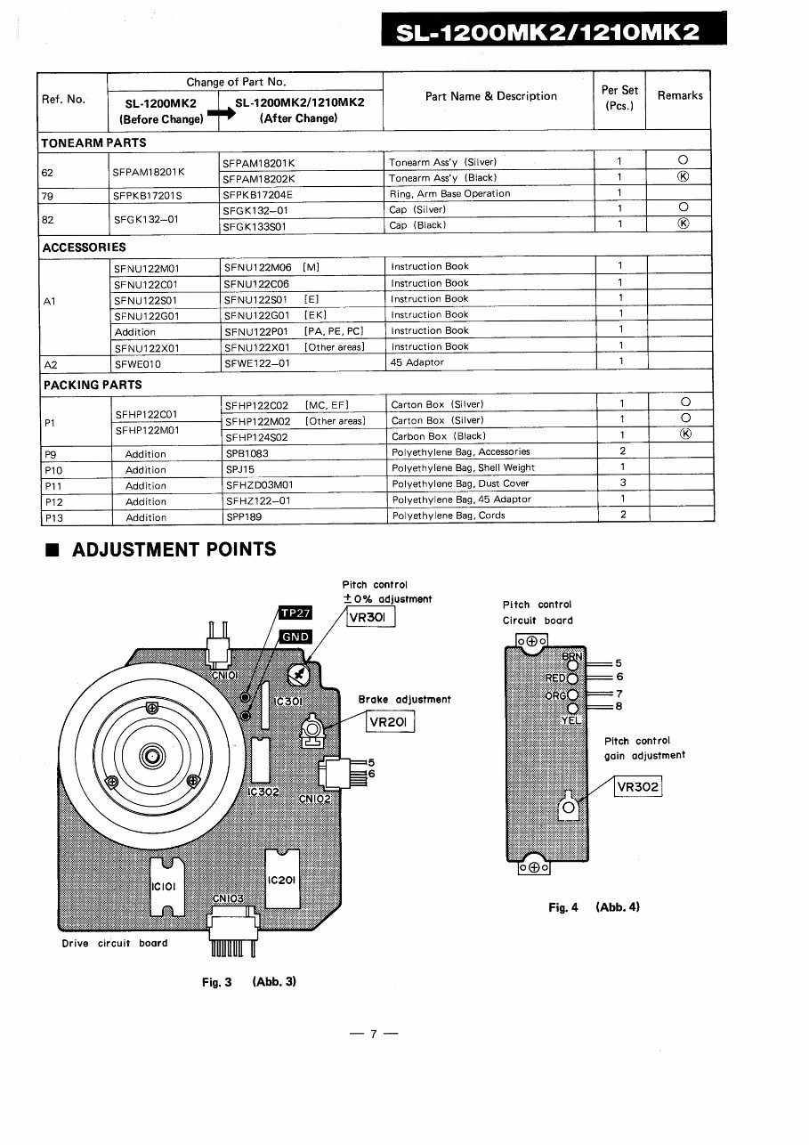 Technics SL-1200 mk2 Turntable , Service Manual & Supplement preview img 8