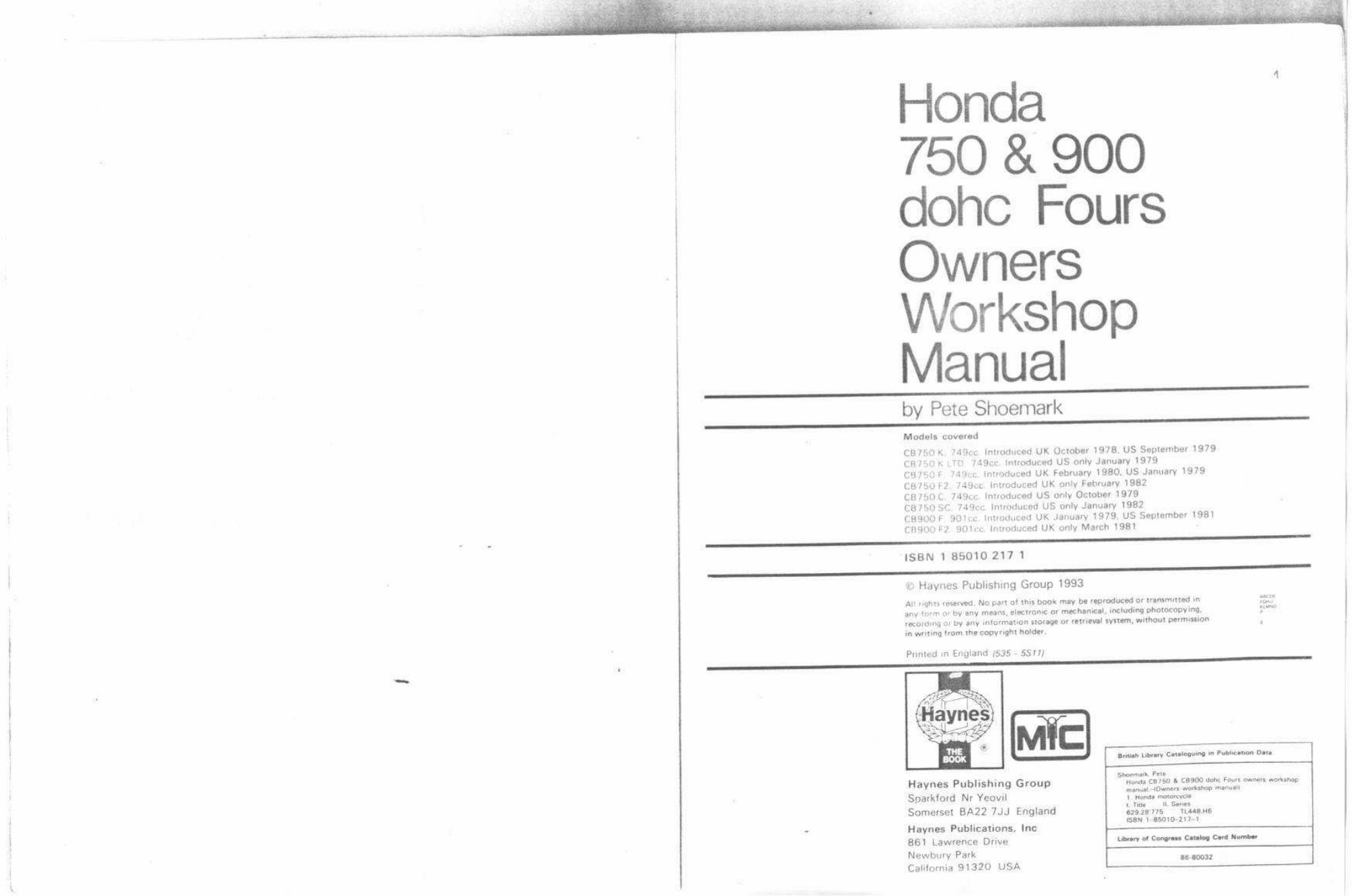 1978-1984 Honda CB750 CB900 Dohc Fours Service & Repair Manual preview img 2