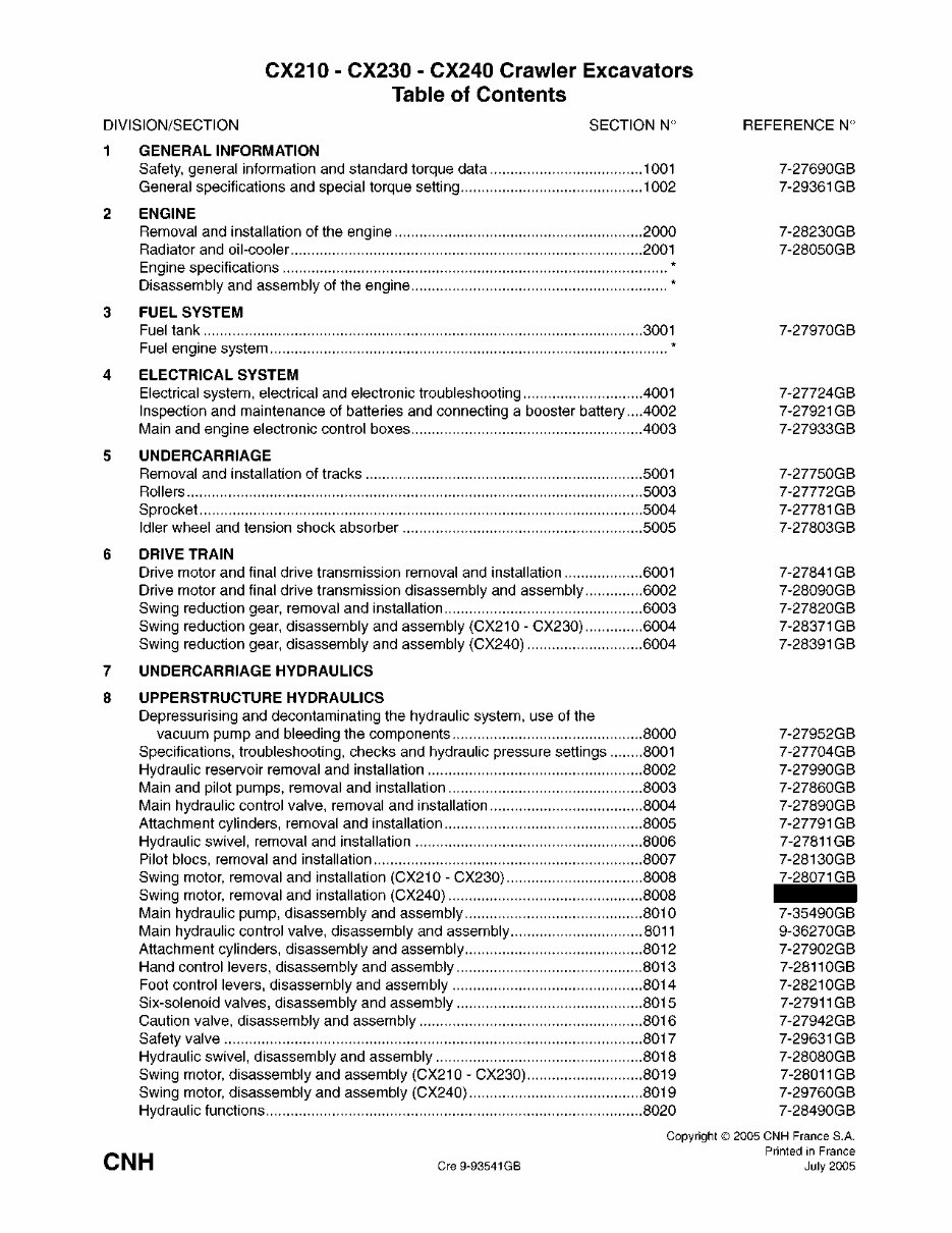 CASE CX210 CX230 CX240 Crawler Excavator Service Repair Manual preview img 3