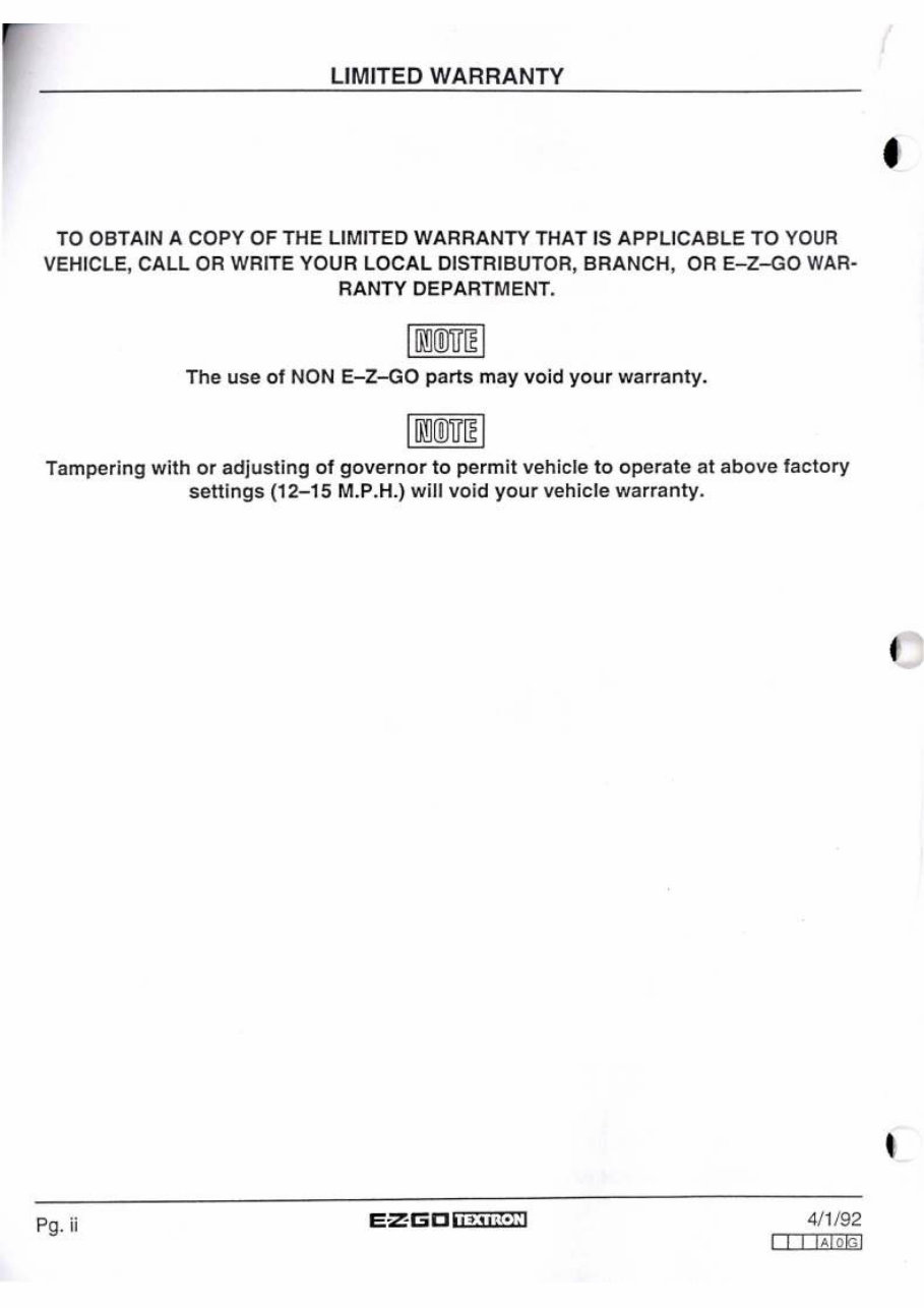 1989-1993 E-Z-GO Golf Cart (2-Stroke / Gas) OEM Service & Repair Manual preview img 4