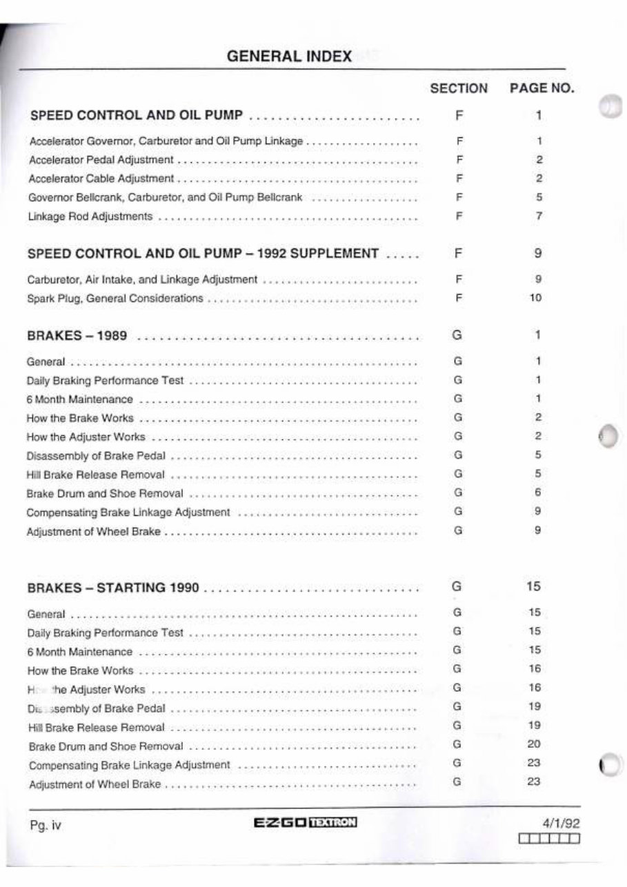 1989-1993 E-Z-GO Golf Cart (2-Stroke / Gas) OEM Service & Repair Manual preview img 6