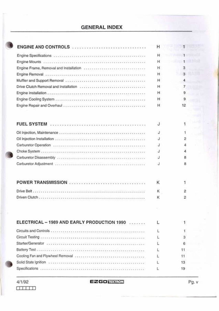 1989-1993 E-Z-GO Golf Cart (2-Stroke / Gas) OEM Service & Repair Manual preview img 7