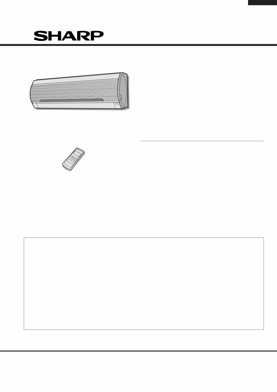 Sharp Air Conditioner AY-AP24CJ-AE-A24CJ Service Manual preview img 1