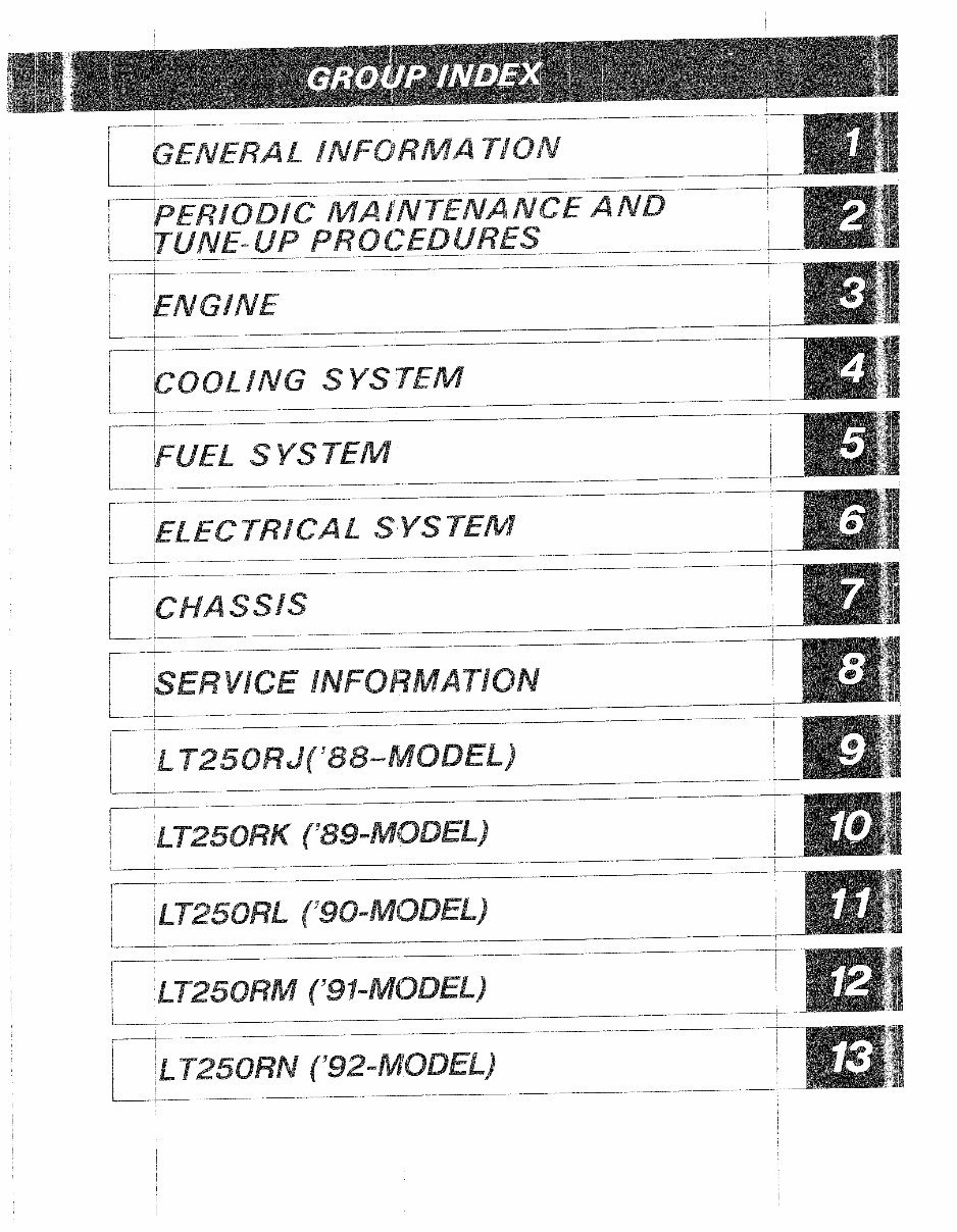 Suzuki LT-250R Quadracer Service Manual 1988-1992 preview img 1