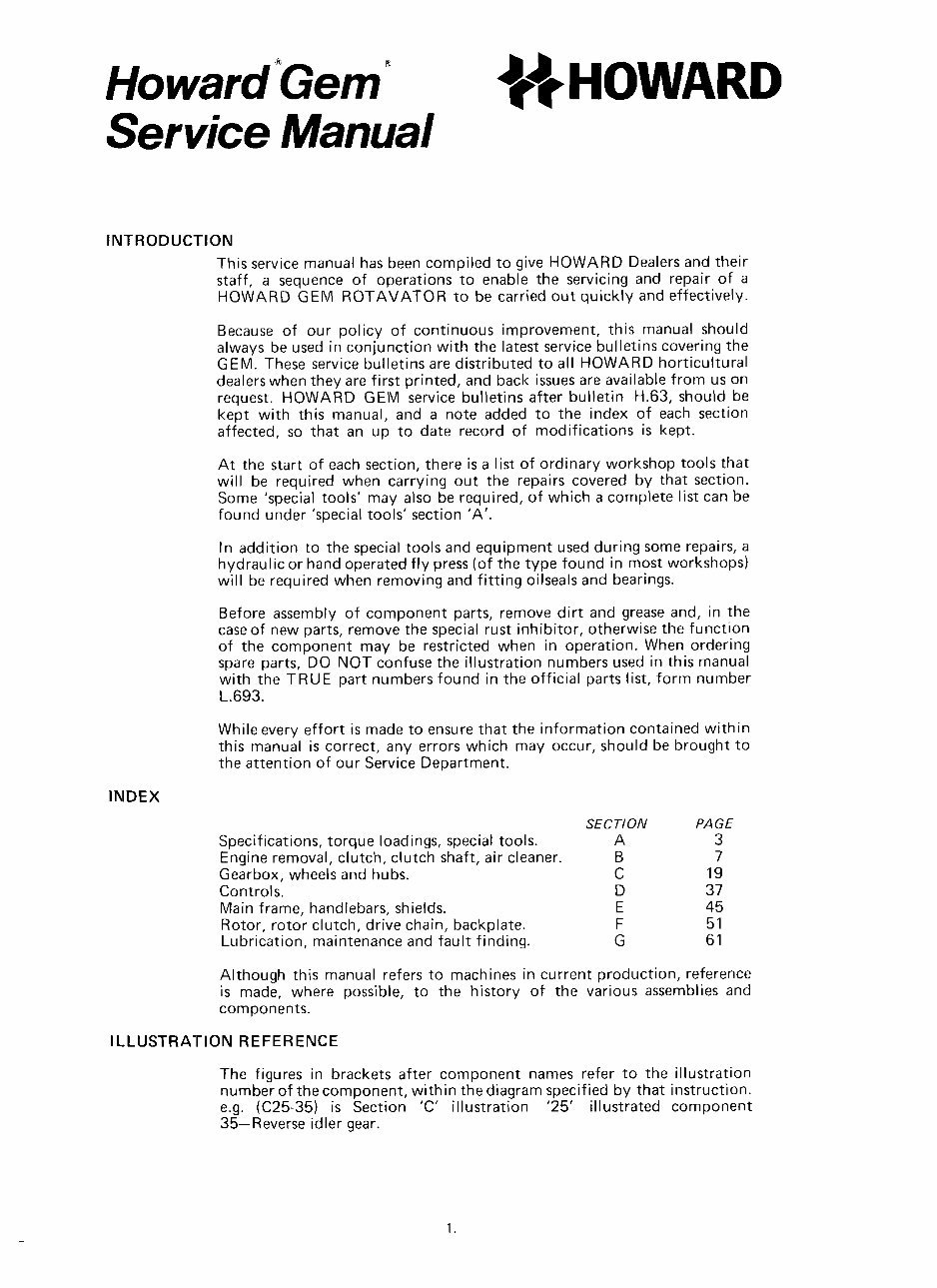 Howard Gem Rotavator Workshop Service Repair Manual preview img 2
