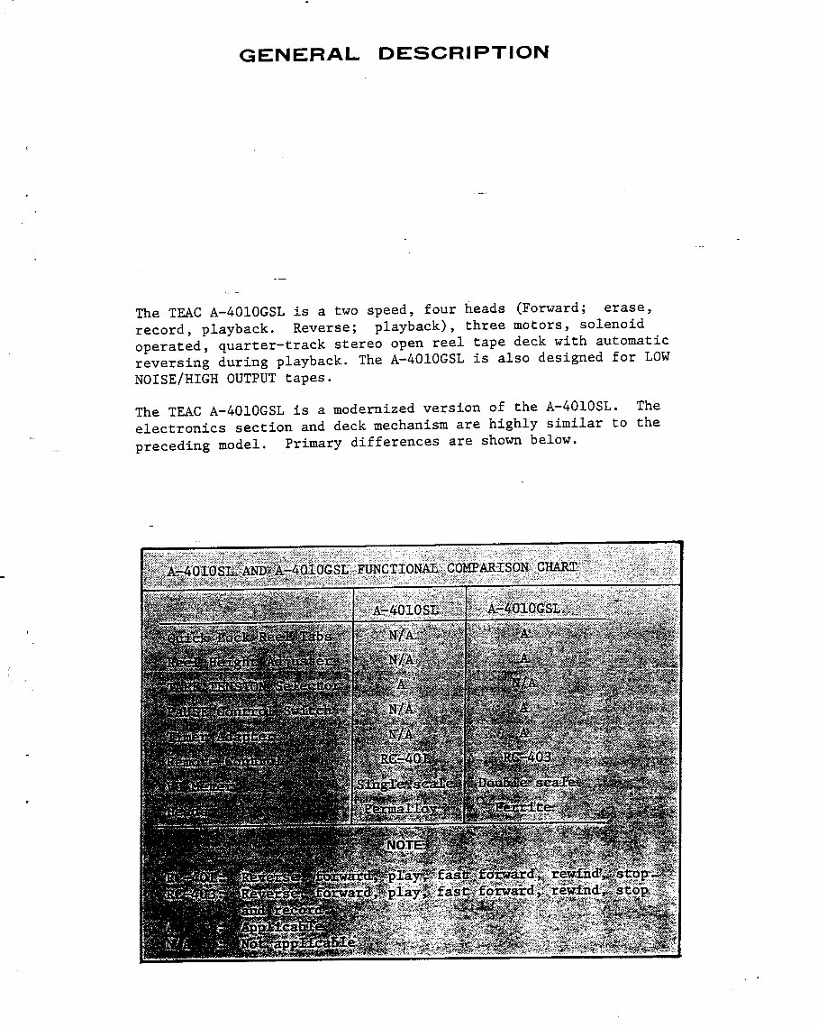 Teac A-4010-GSL reel tape recorder Service Manual preview img 3
