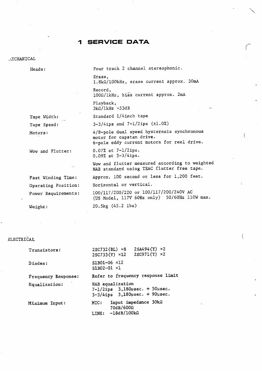 Teac A-4010-GSL reel tape recorder Service Manual preview img 4