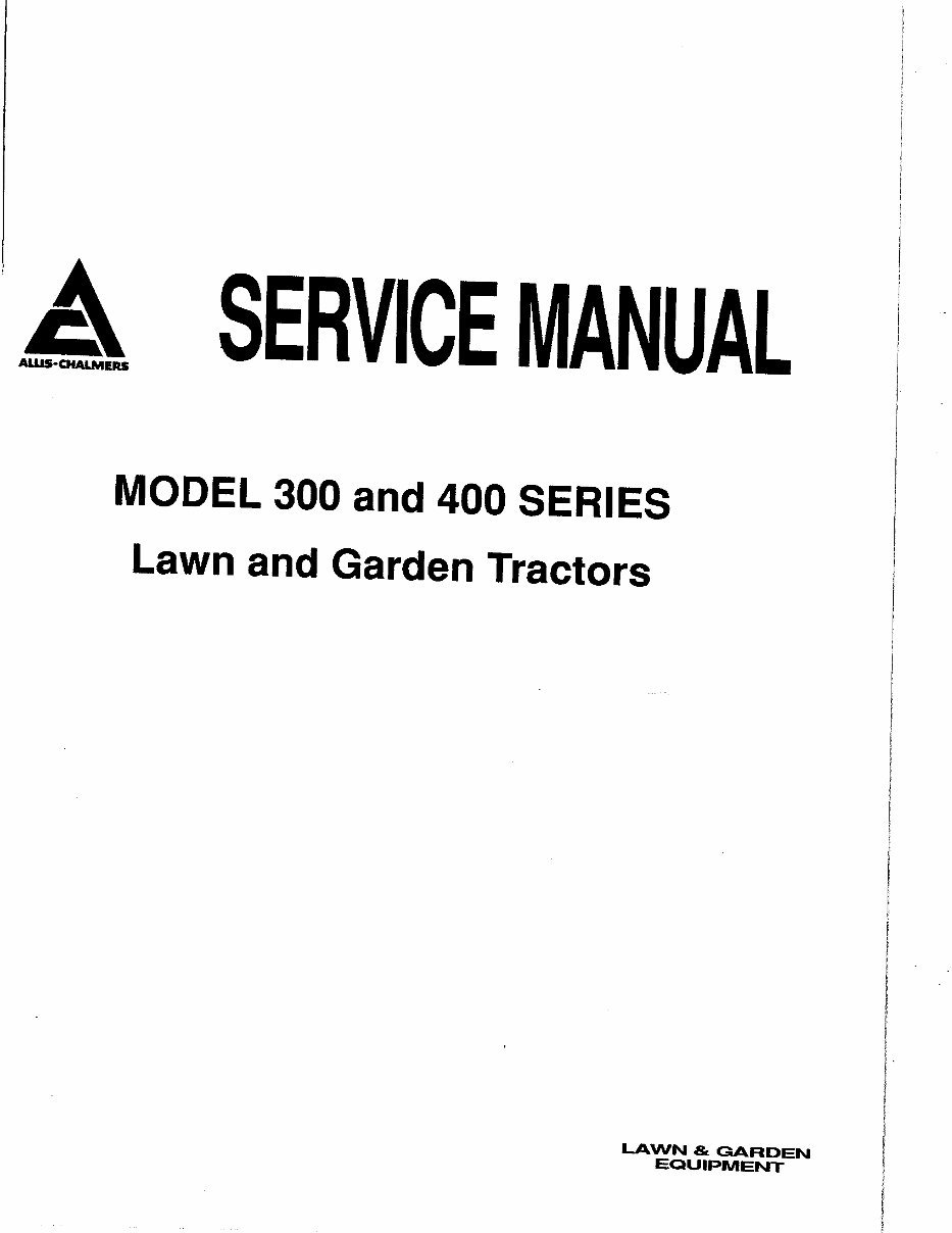 Allis-Chalmers 300 & 400 Series Lawn Tractors Service & Repair Manual preview img 1