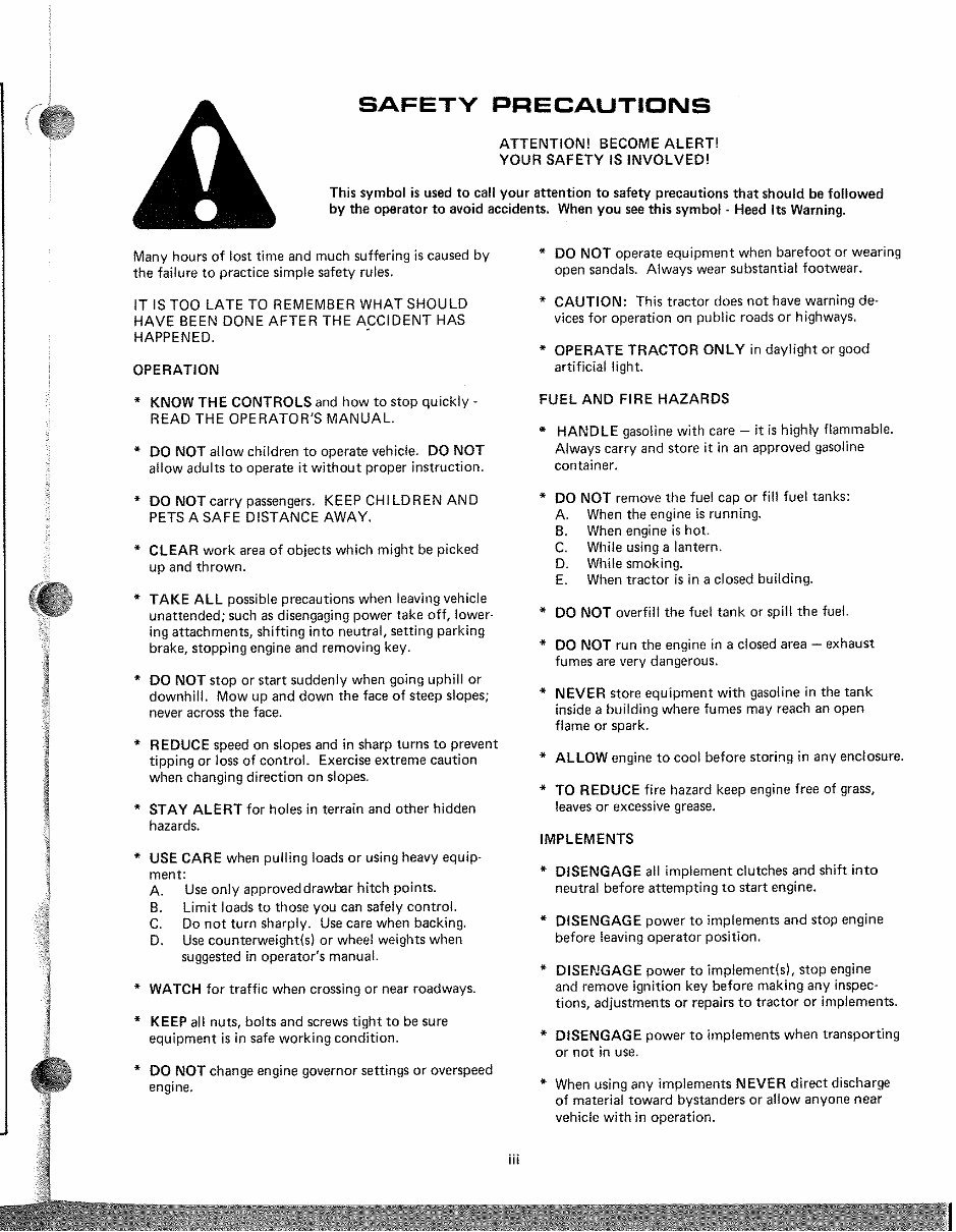 Allis-Chalmers 300 & 400 Series Lawn Tractors Service & Repair Manual preview img 5