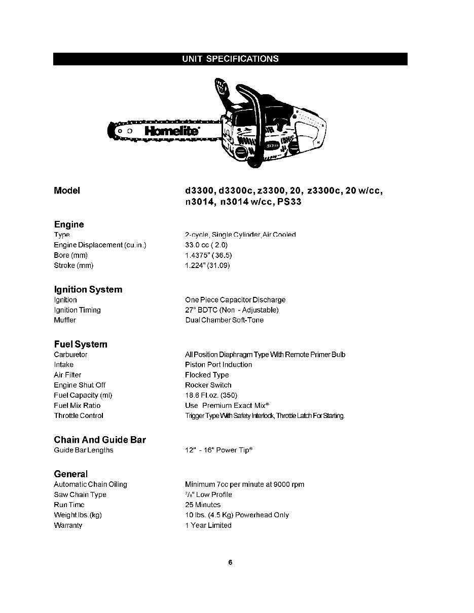 HOMELITE CHAIN SAWS MASTER Service/Repair Manual preview img 6