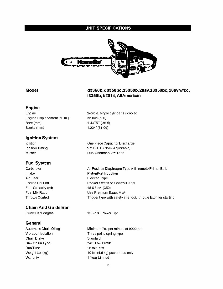 HOMELITE CHAIN SAWS MASTER Service/Repair Manual preview img 8