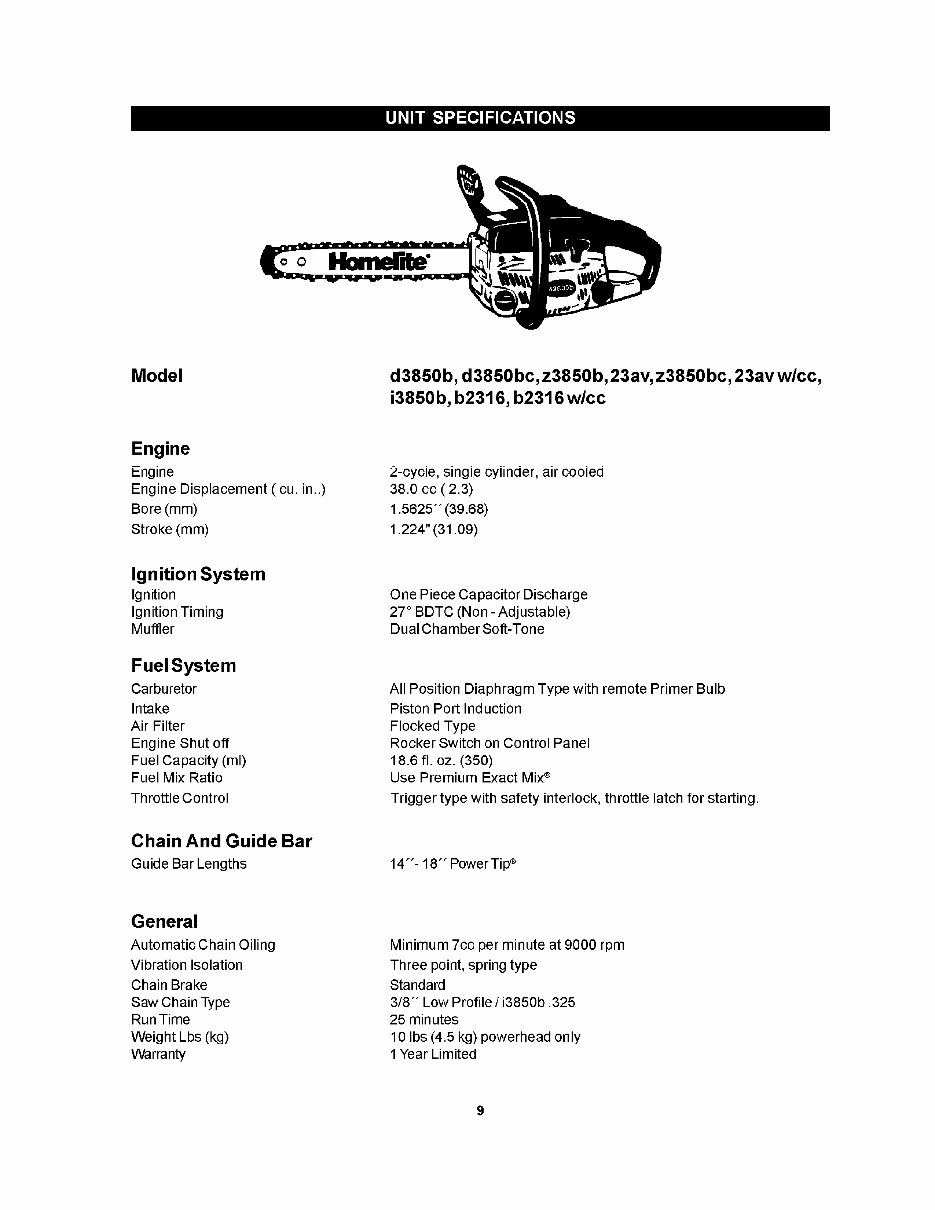 HOMELITE CHAIN SAWS MASTER Service/Repair Manual preview img 9