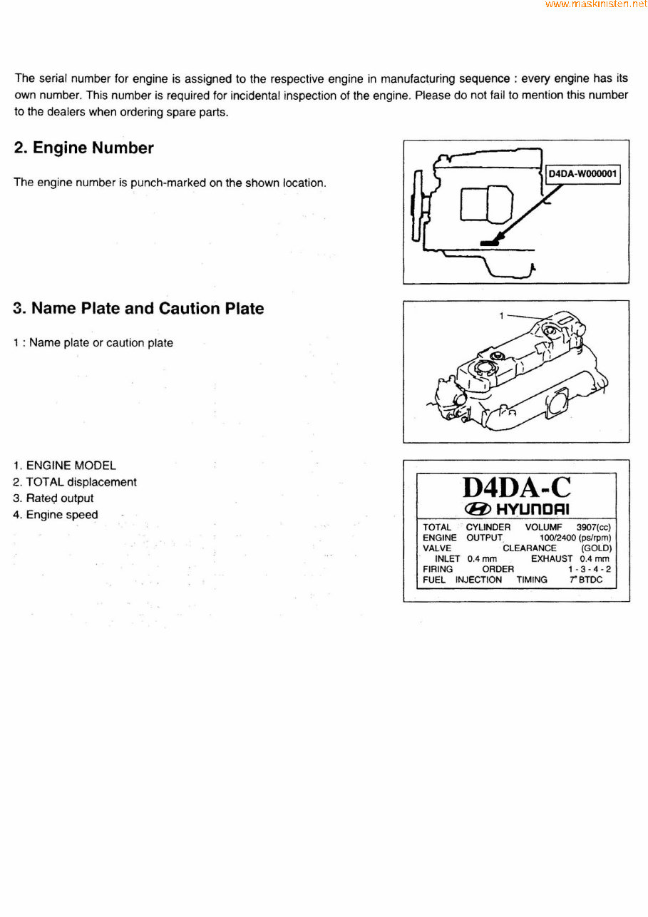 HYUNDAI D4A D4D D4DA D4AK Engine Service / Repair / Workshop Shop Manual * BEST * !! preview img 7