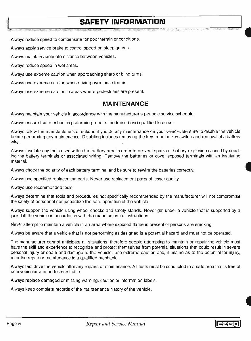 Plug Go Maintenance Sheet.pdf 2001-2010 E-Z-GO Electric & Precision Drive System (PDS) Personal ...