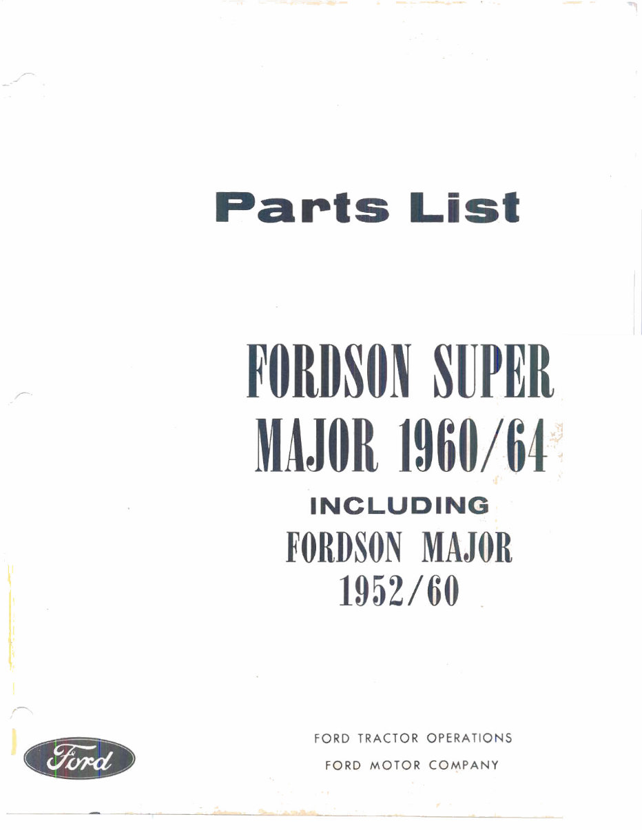 19521965 Fordson Major Super Major Parts Catalog