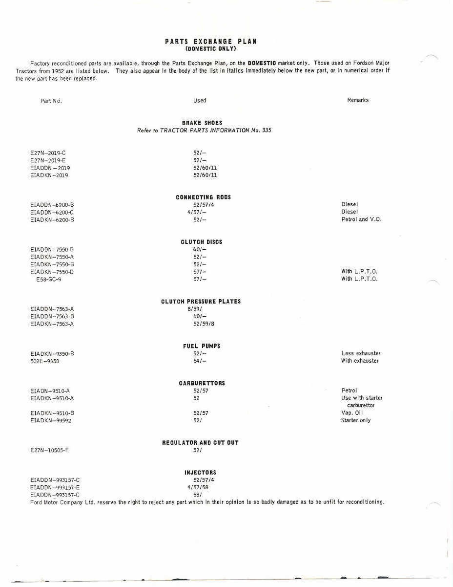 1952-1964 Fordson Major / Super Major Tractors Parts Catalog preview img 10