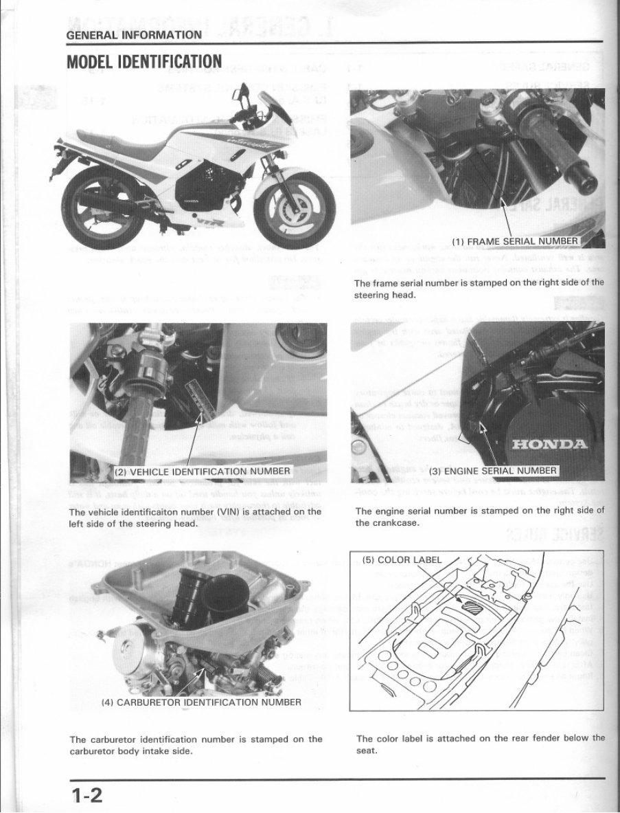 1988 - 1989 Honda VTR 250 Service Manual | Download Manual