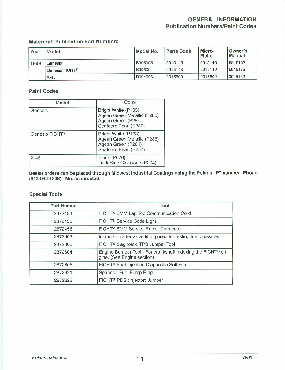 1999 Polaris Genesis 1200 Service & Repair Manual preview img 5