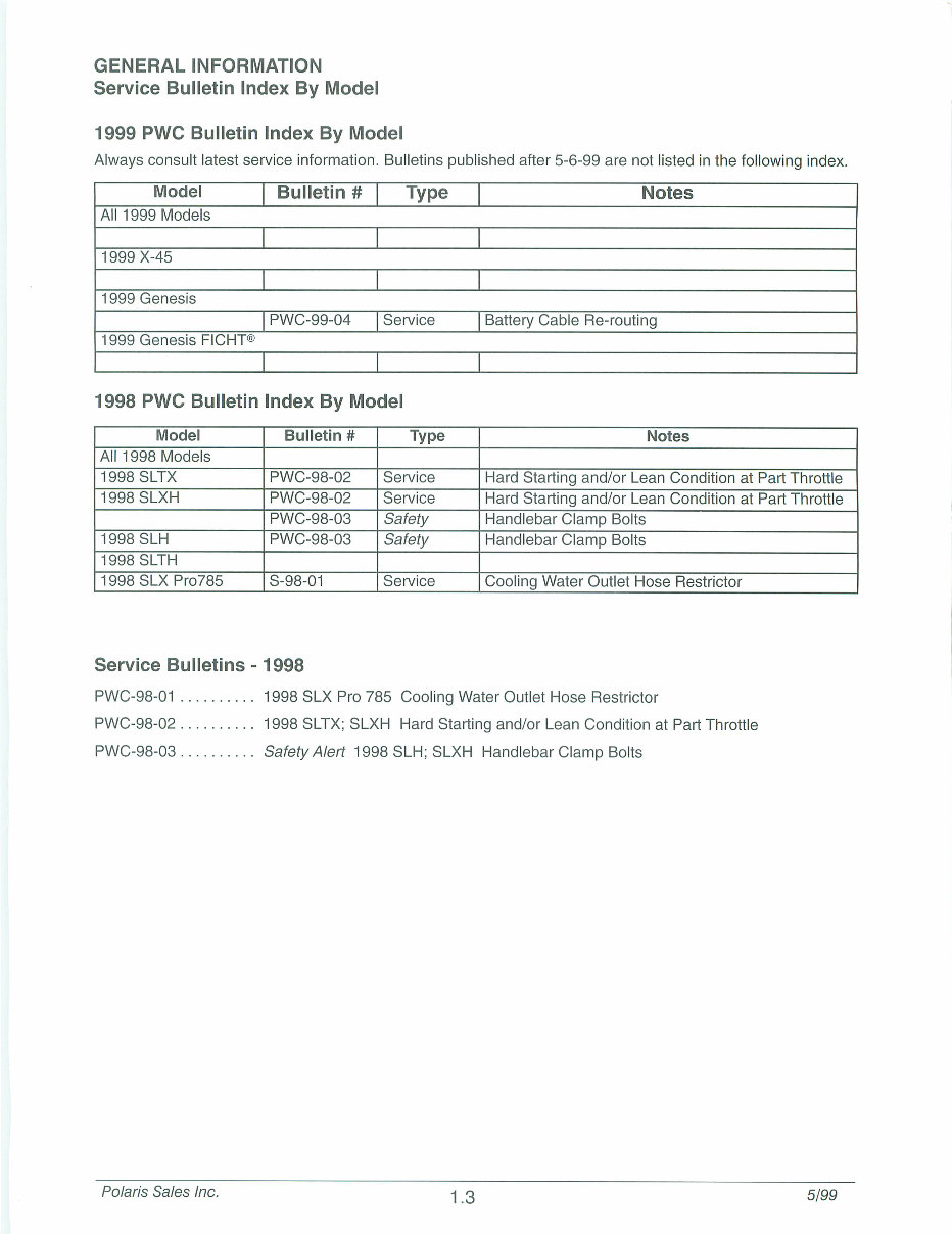 1999 Polaris Genesis 1200 Service & Repair Manual preview img 7