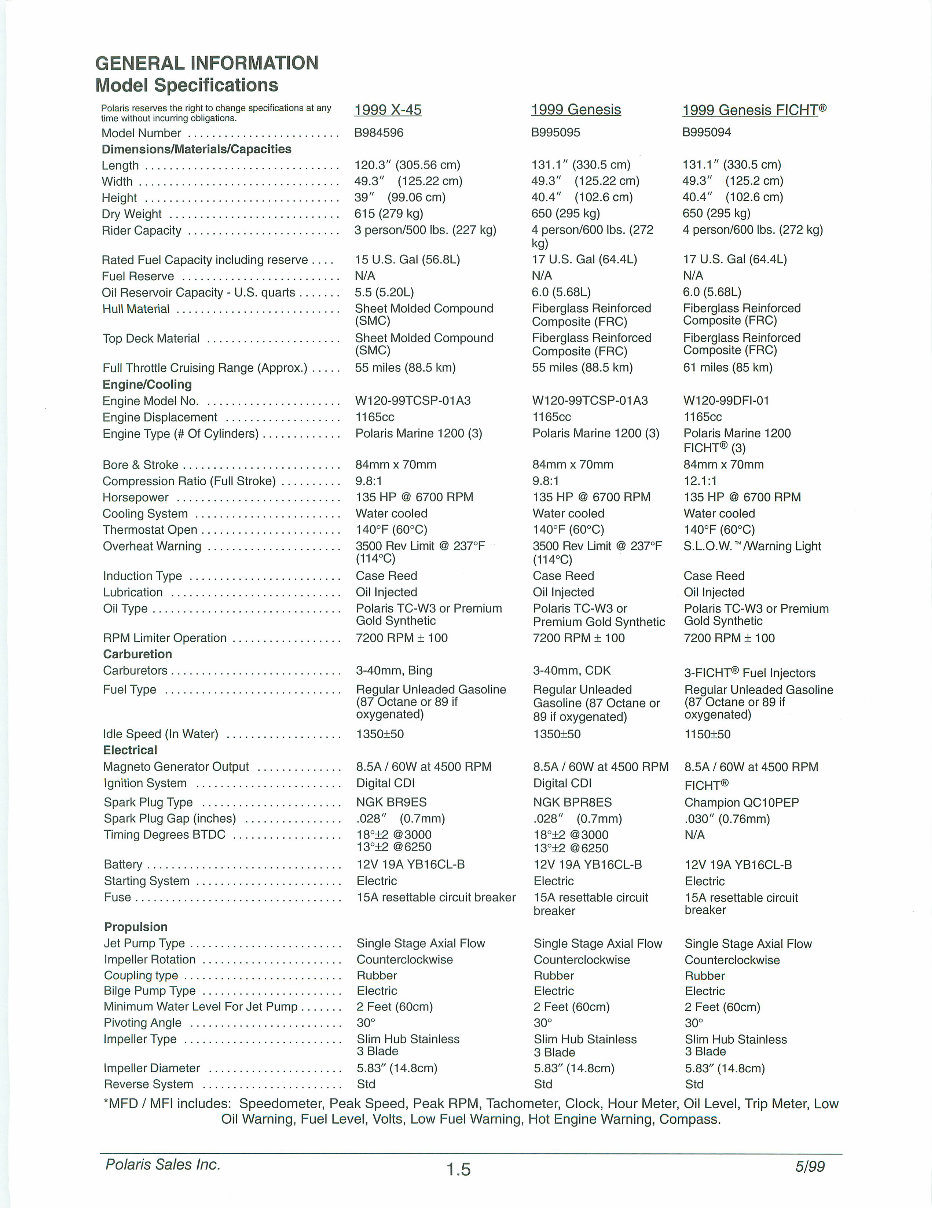 1999 Polaris Genesis 1200 Service & Repair Manual preview img 9