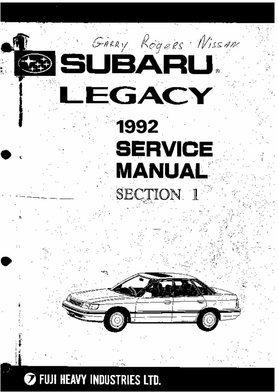 1992-2003 Subaru Legacy, L, GT Factory Service Repair Manual preview img 1
