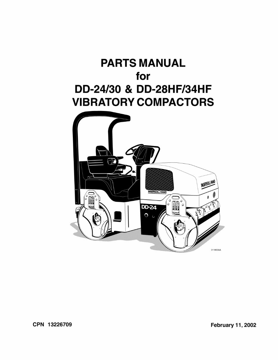 INGERSOLL Rand DD24 / DD30 / DD28HF / DD34HF Parts Manual preview img 1
