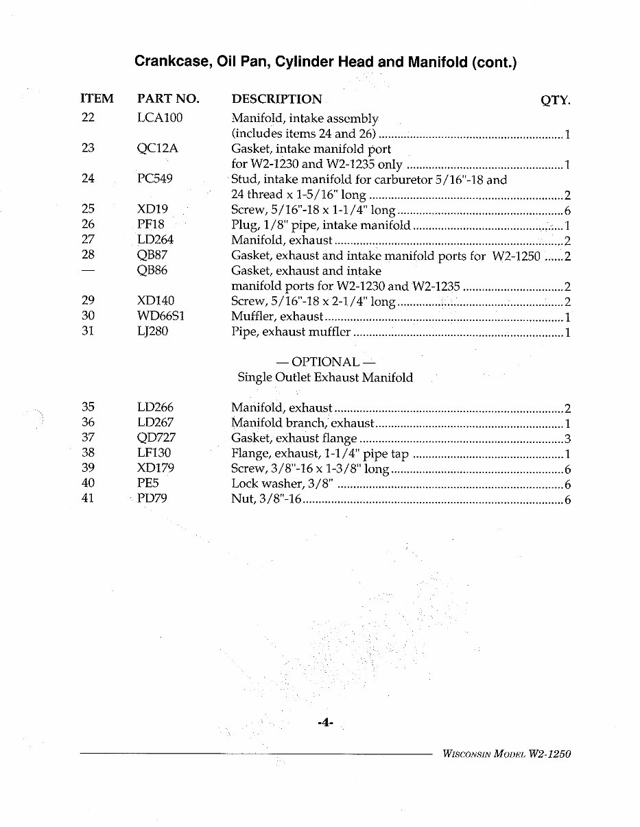 Wisconsin Engine parts manual W2 1250 IPL preview img 5