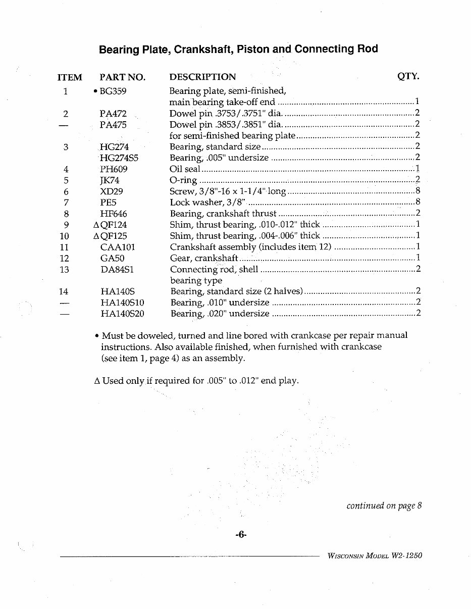 Wisconsin Engine parts manual W2 1250 IPL preview img 7