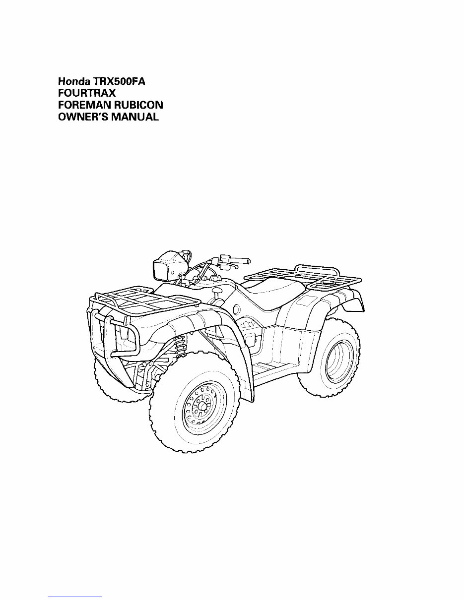 TRX500FA FOURTRAX FOREMAN RUBICON YEAR 2002 Owners Manual preview img 3