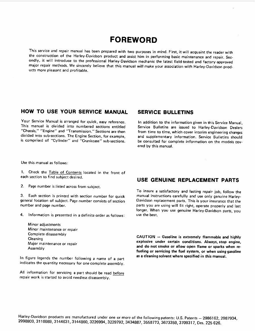 1979 HARLEY DAVIDSON XLH / XLCH-1000 Motorcycle Service Manual preview img 4