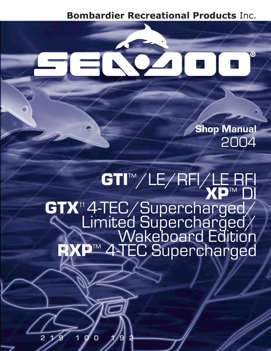 SEA-DOO 4-TEC Series GTI GTX RXP RXT BOAT Workshop Manual preview img 1