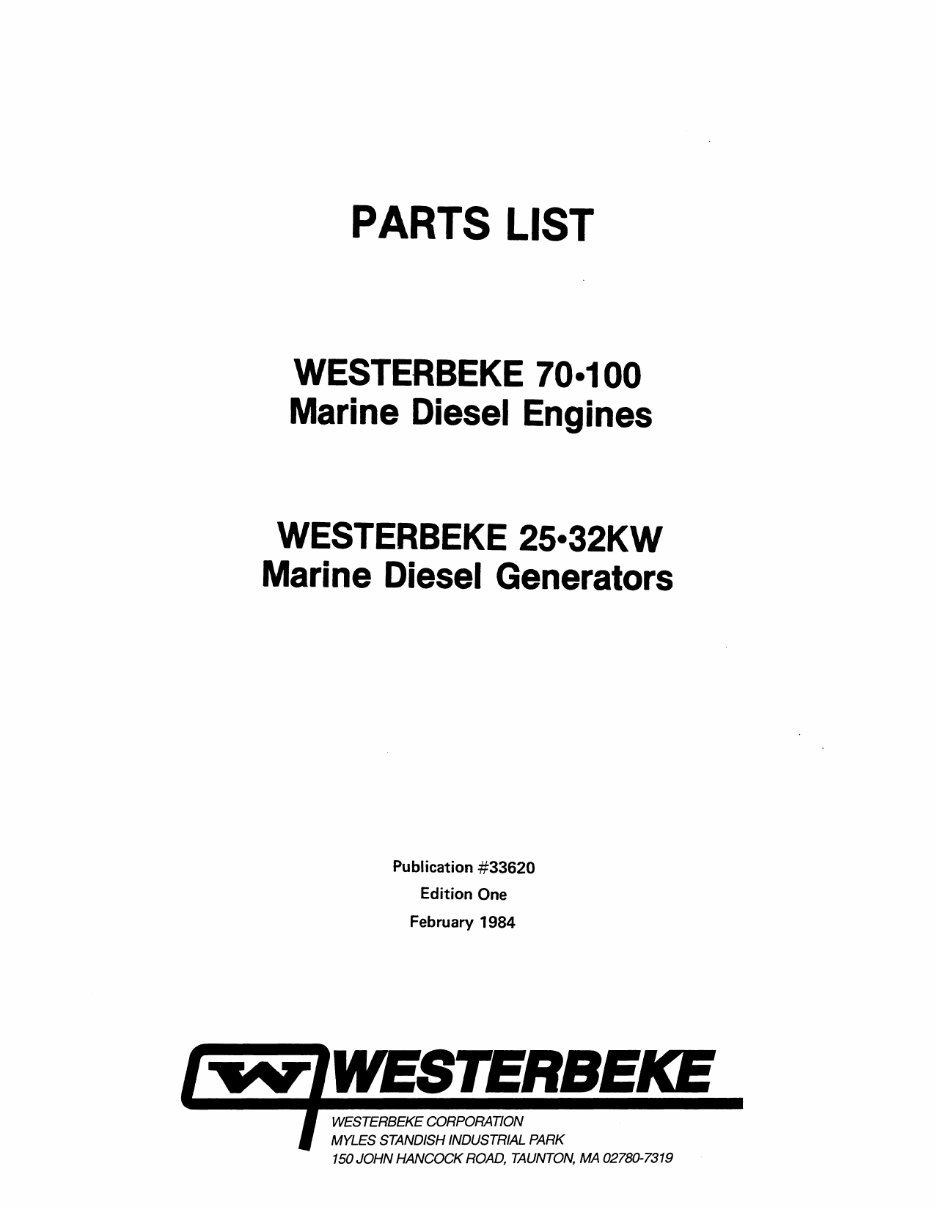 WESTERBEKE 70 100 Marine Diesel Engine Service Repair Manual preview img 1