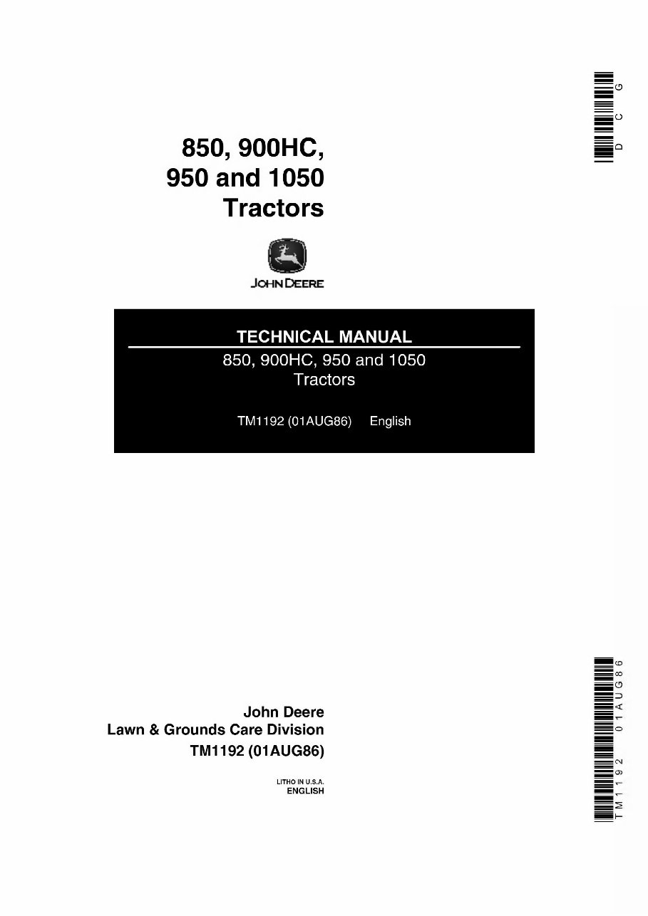 John Deere 850, 900 HC, 950, 1050 Tractors OEM Service & Repair Manual preview img 3
