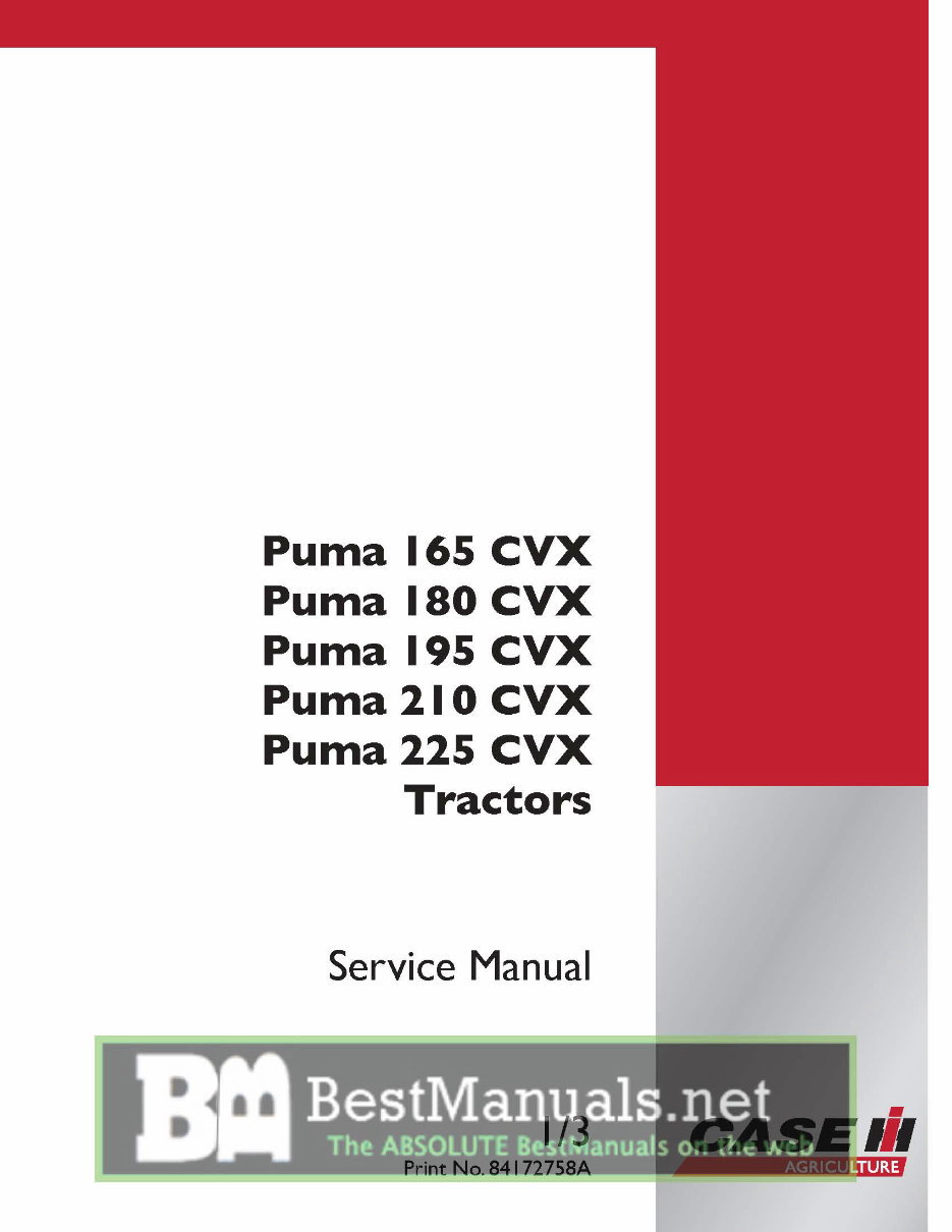 Case Puma 165 180 195 210 225 CVX Repair Service Manual - IMPROVED - preview img 1
