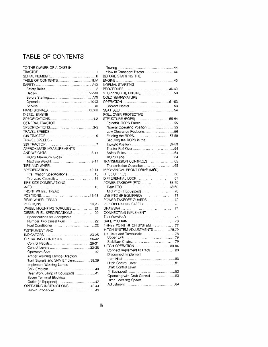 CASE IH 245 255 Tractor Operators Manual preview img 5