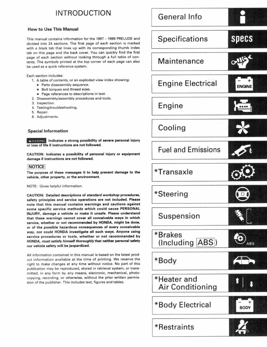 1997-2001 Honda Prelude Service & Repair Manual preview img 3