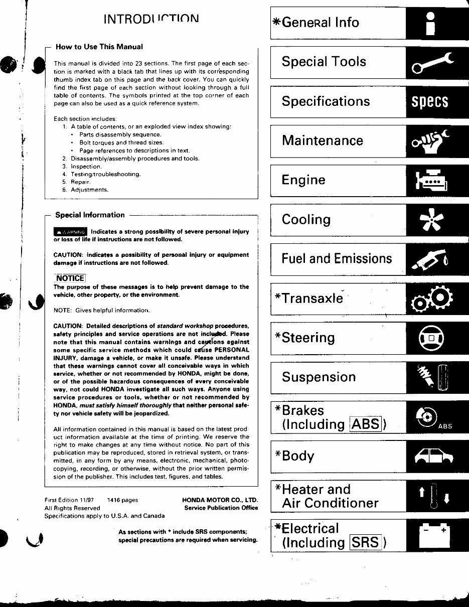 1998-2001 Acura Integra Service & Repair Manual preview img 1